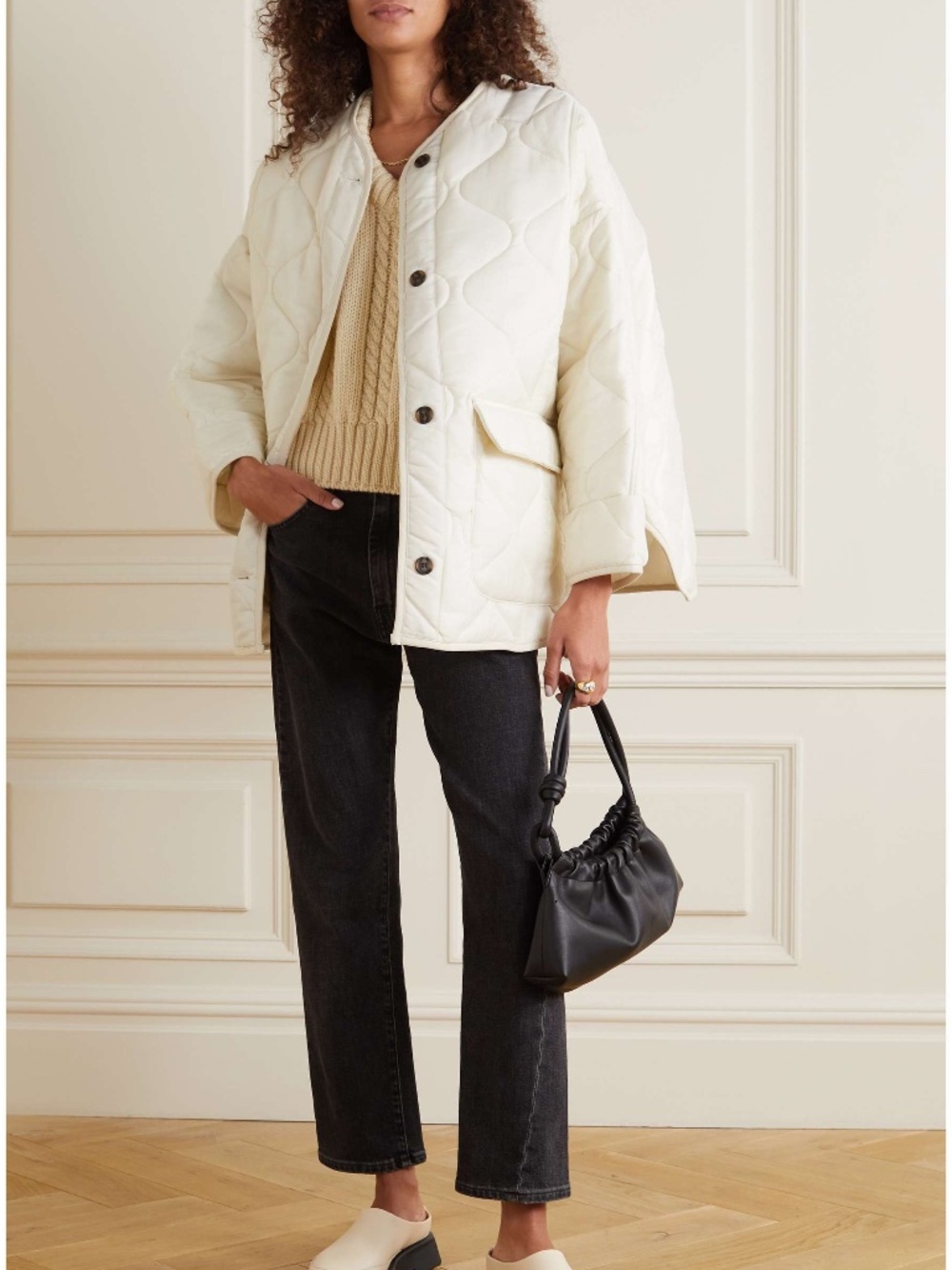 The Frankie Shop Teddy Quilted Jacket White XS/S